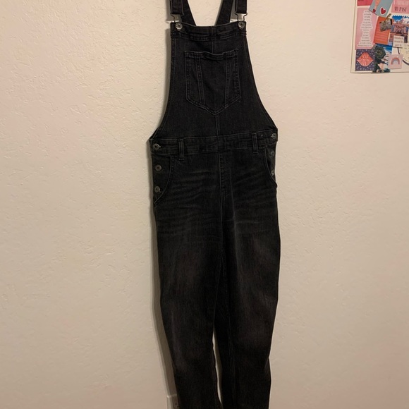 black jean overalls